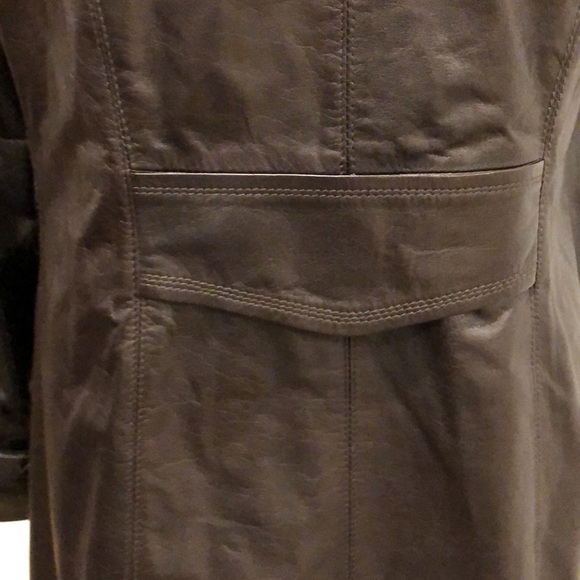 Cole Haan Women's Espresso  Lambskin Leather Hidden Button Down Jacket Coat Sz M - Picture 8 of 17